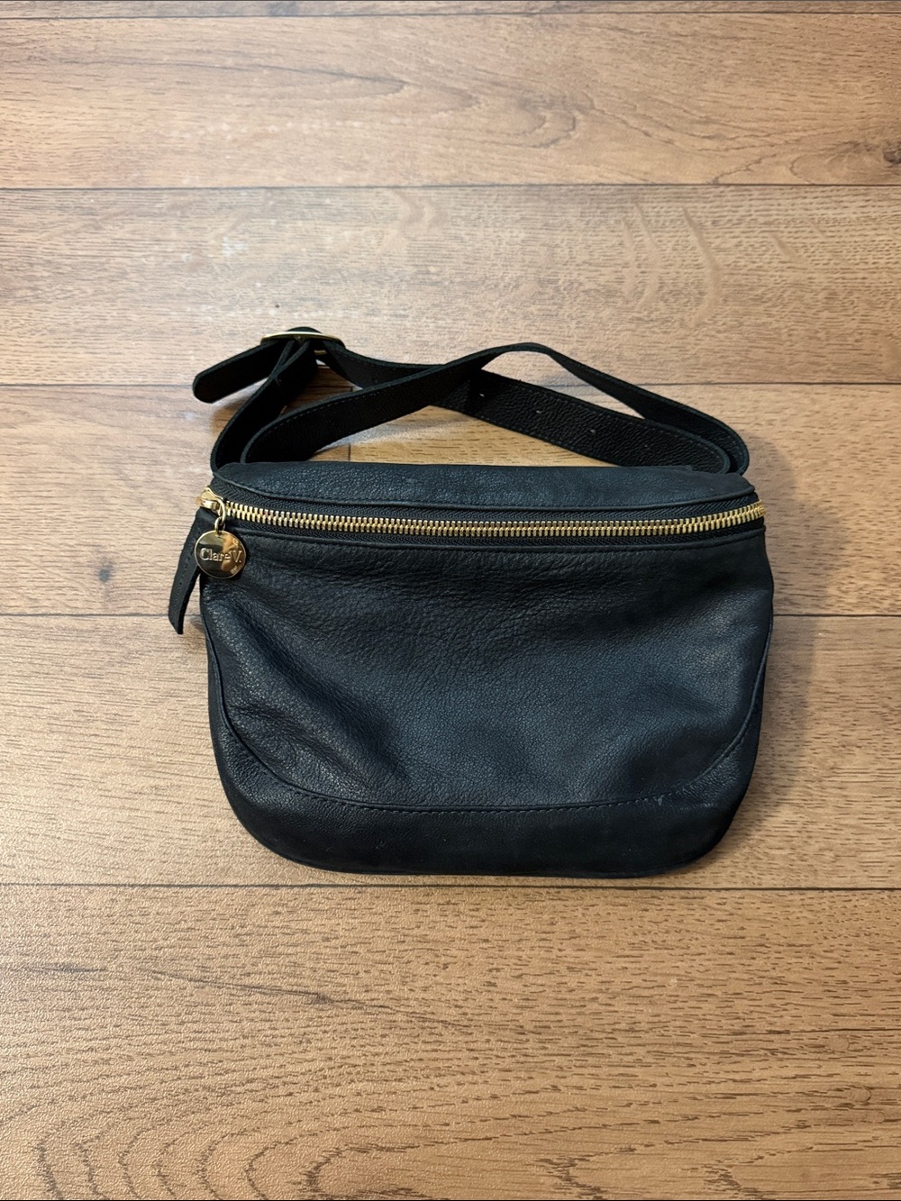 Clare V. Grand Fanny Pack Natural Grain Leather Belt Bag Black Quiet Luxury Rare